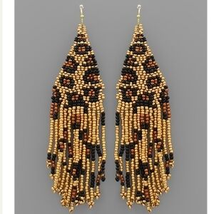 Seed bead triangle tassel earrings